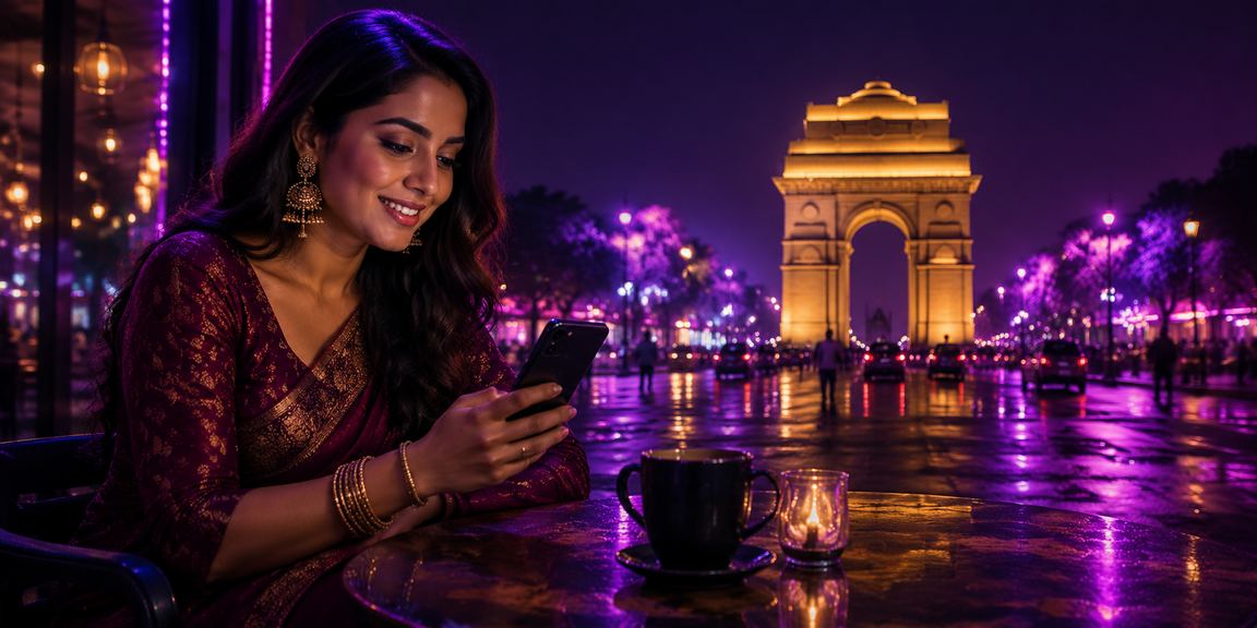 Andar Bahar game scene near India Gate with neon lights